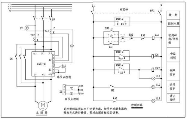 電機(jī)軟啟動(dòng)器的主接線圖